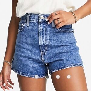 Levi's Blue Denim High Waisted Mom Shorts